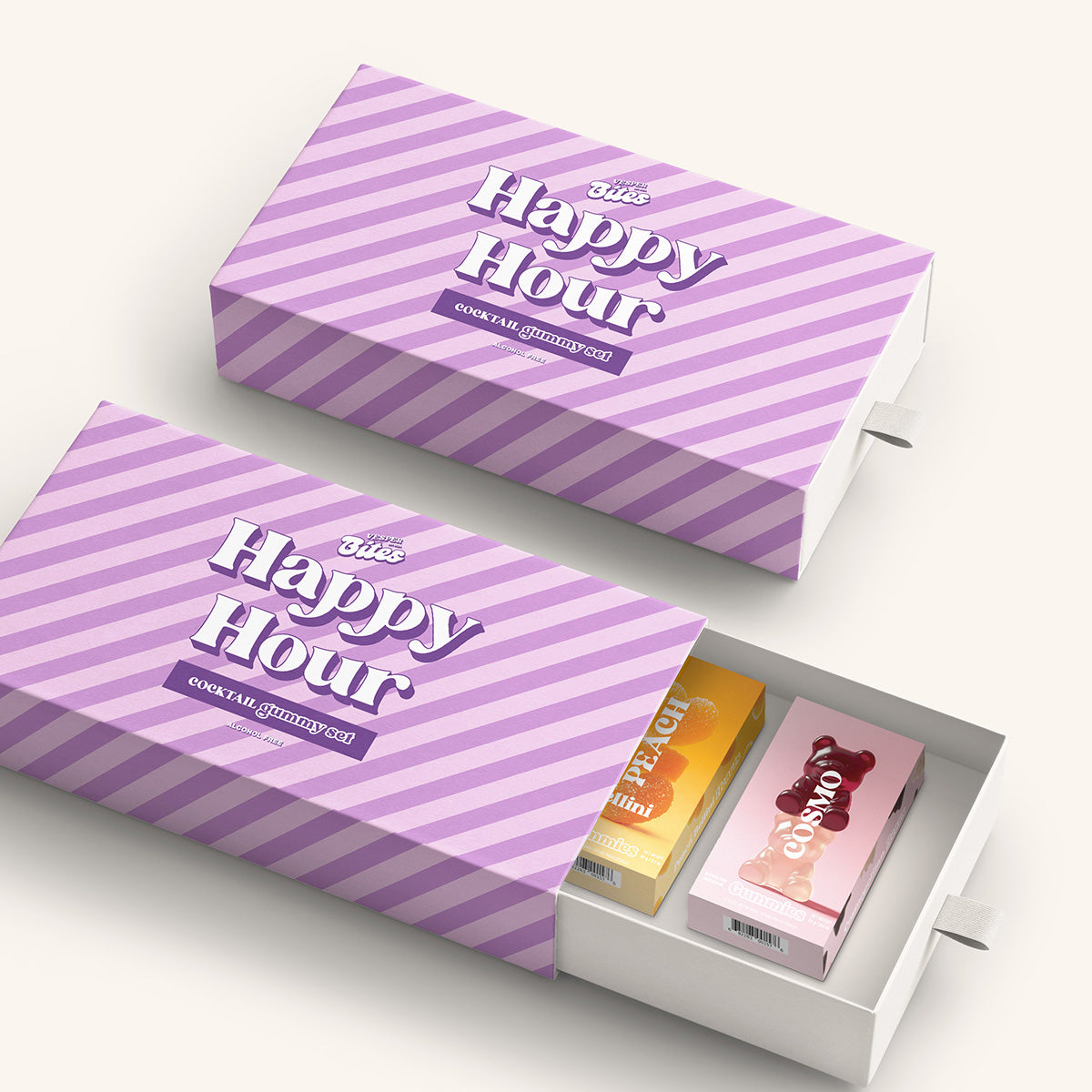 happy hour cocktail gourmet gummy gift box alcohol free